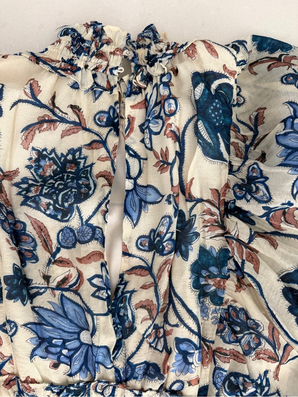THML Boho Floral Tiered Maxi Dress in Blue and Cream - Picture 9 of 9